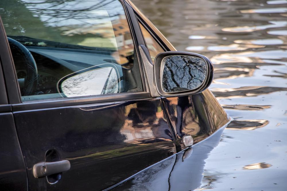 car submerged after car accident